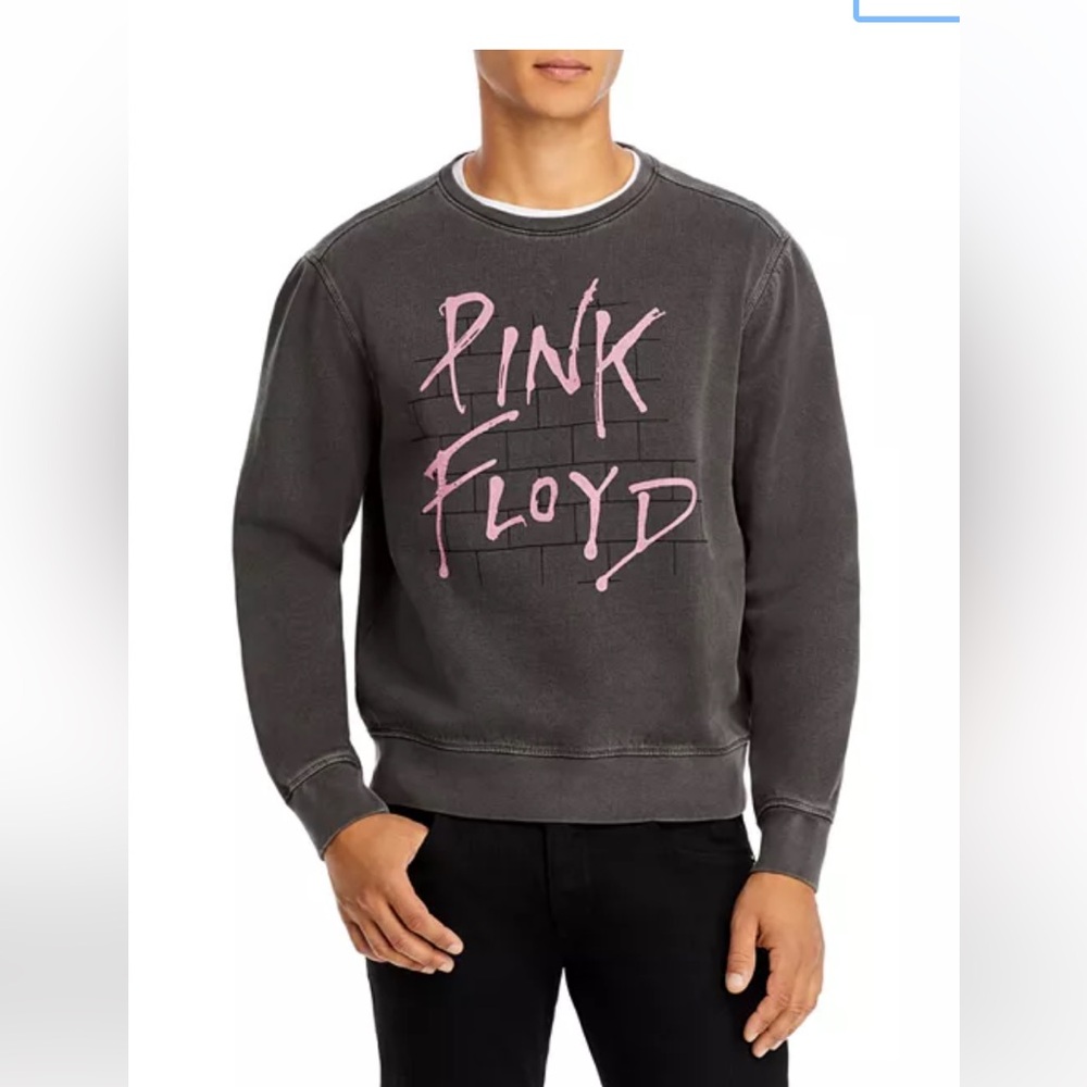 John Varvatos Charcoal Gray Sweatshirt with Pink 'Pink Floyd' Script